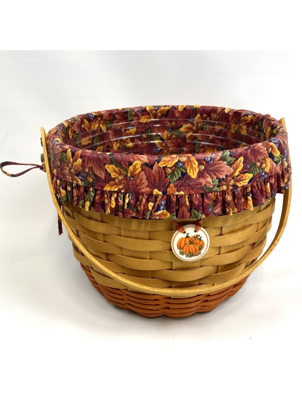 Longaberger Basket 1997 Large Pumpkin Hostess Only Liner Protector Tie-On No Lid